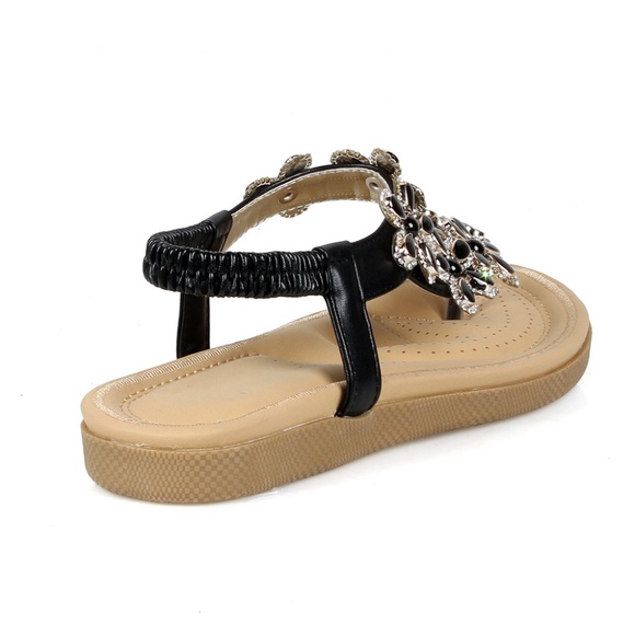 Jordyn-02 Slip on Women's Flower Rhinestone Sandal - Picture 3 of 3